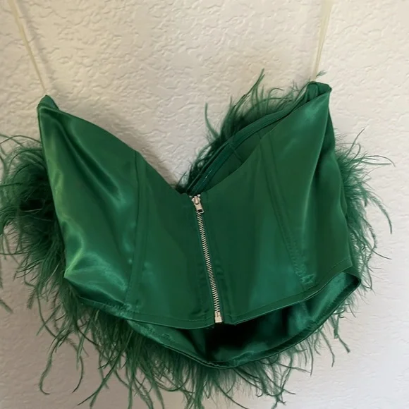 Fashion nova emerald feather tube top - Picture 3 of 3